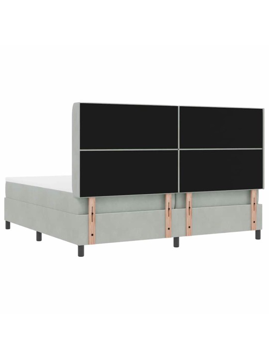 Led box spring gulta ar matraci gaiši pelēka 200 x 200 cm samts