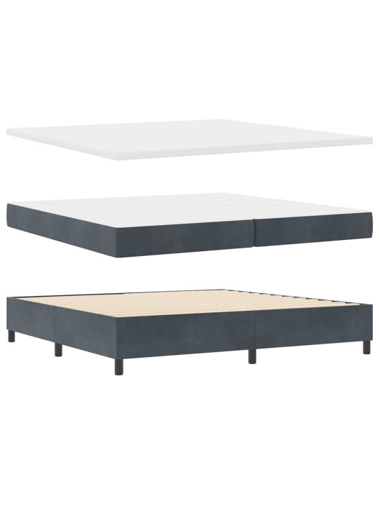 Led box spring gulta ar matraci tumši pelēka 200 x 200 cm samts