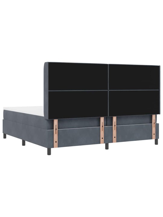 Led box spring gulta ar matraci tumši pelēka 200 x 200 cm samts