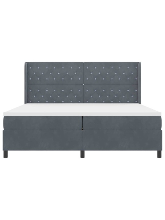 Led box spring gulta ar matraci tumši pelēka 200 x 200 cm samts