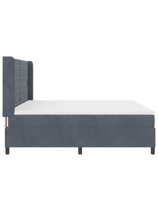 Led box spring gulta ar matraci tumši pelēka 200 x 200 cm samts