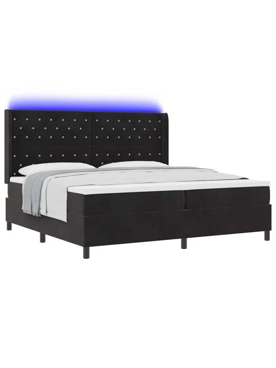 Led box spring gulta ar matraci argyle melna 200 x 200 cm samts