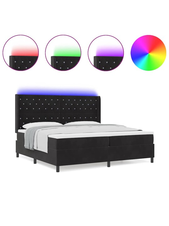 Led box spring gulta ar matraci argyle melna 200 x 200 cm samts