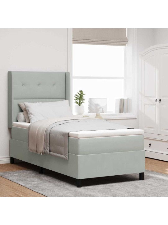 Led box spring gulta ar matraci gaiši pelēka 80 x 200 cm samts