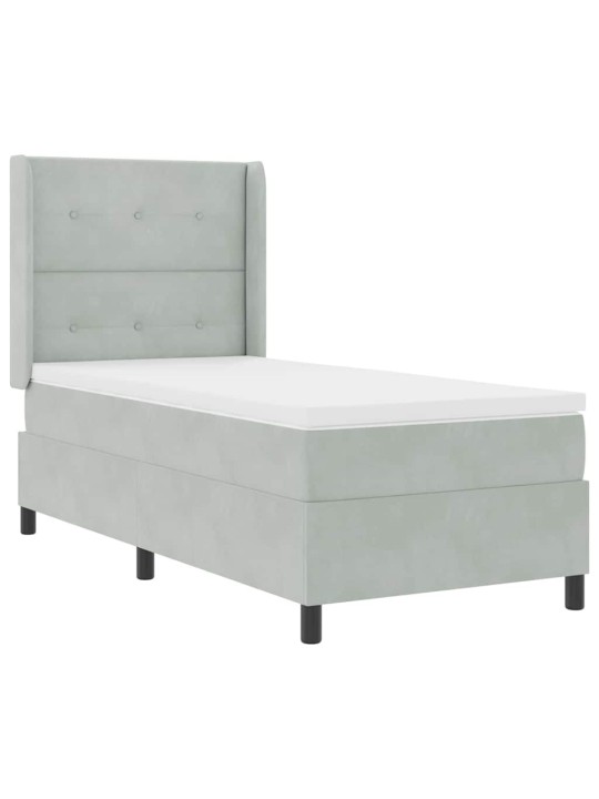 Led box spring gulta ar matraci gaiši pelēka 80 x 200 cm samts