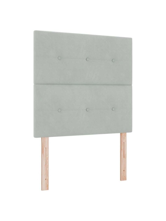 Led box spring gulta ar matraci gaiši pelēka 80 x 200 cm samts