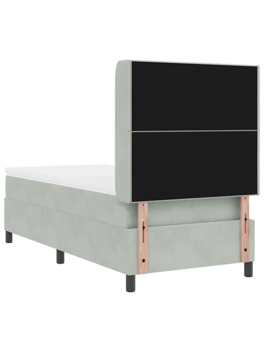 Led box spring gulta ar matraci gaiši pelēka 80 x 200 cm samts