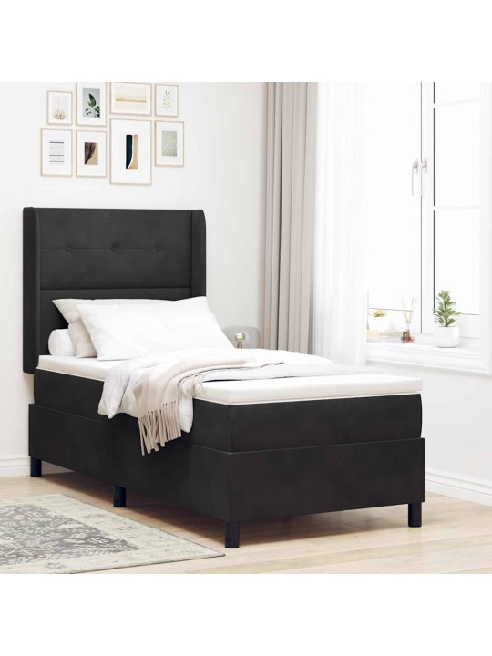 Led box spring gulta ar matraci manuāls melna 80 x 200 cm samts