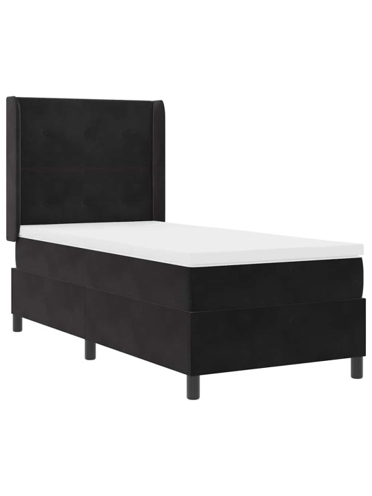 Led box spring gulta ar matraci manuāls melna 80 x 200 cm samts