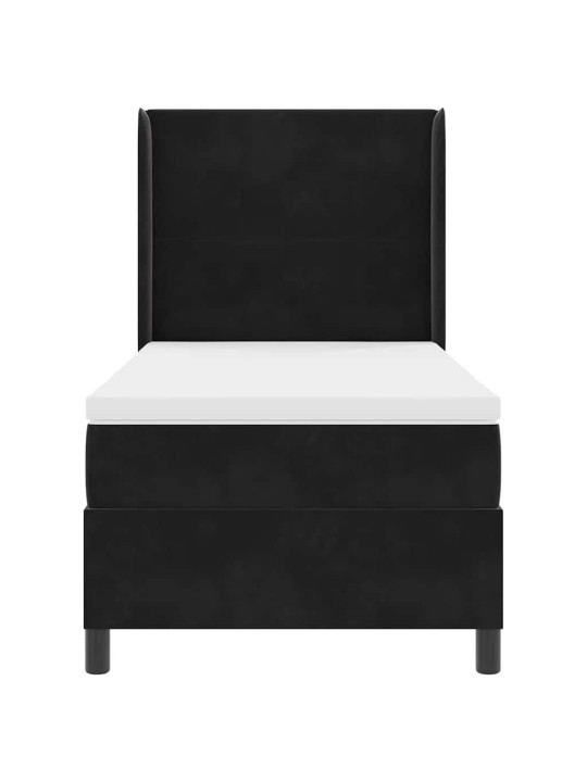 Led box spring gulta ar matraci manuāls melna 80 x 200 cm samts