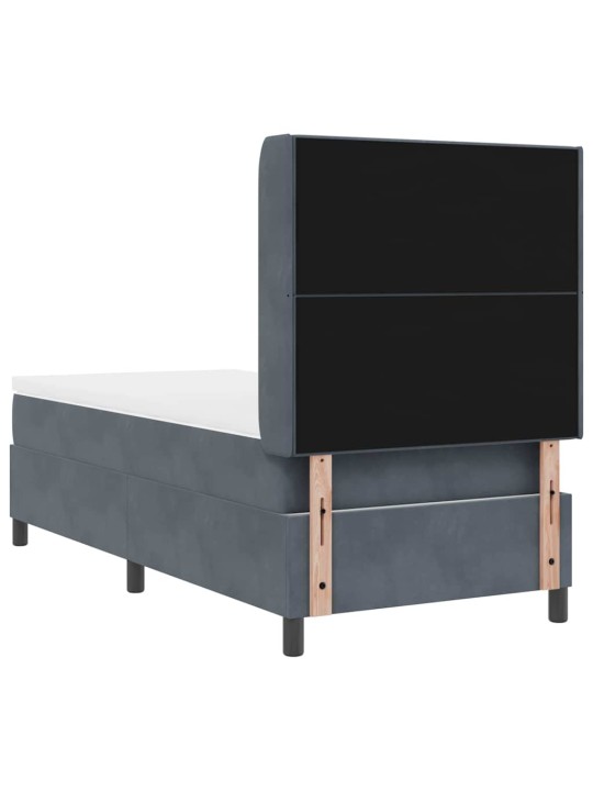 Led box spring gulta ar matraci tumši pelēka 90 x 200 cm samts