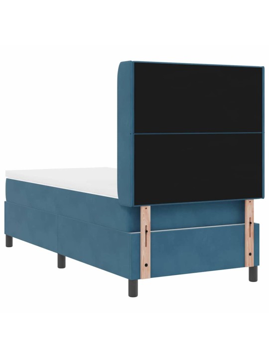 Led box spring gulta ar matraci manuāls zila 90 x 200 cm samts