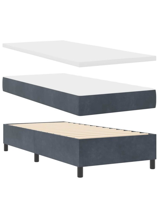 Led box spring gulta ar matraci tumši pelēka 100 x 200 cm samts