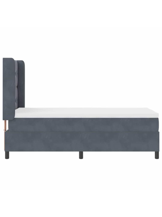Led box spring gulta ar matraci tumši pelēka 100 x 200 cm samts