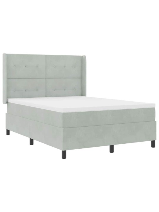 Led box spring gulta ar matraci gaiši pelēks 140 x 190 cm samts