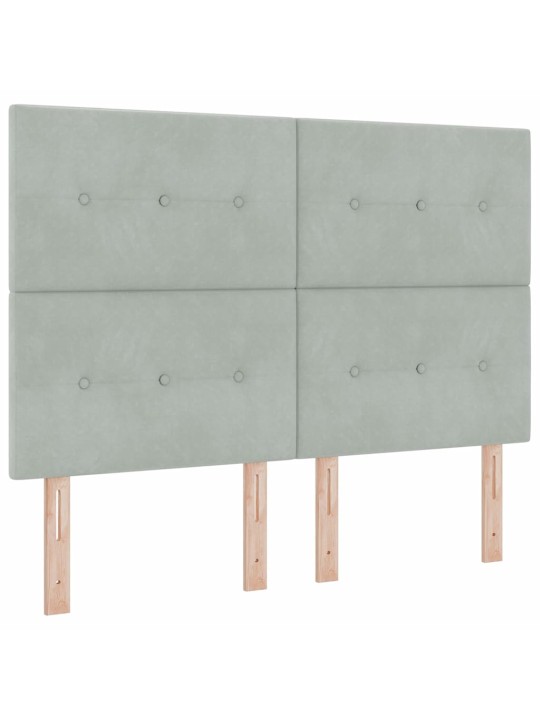 Led box spring gulta ar matraci gaiši pelēks 140 x 190 cm samts