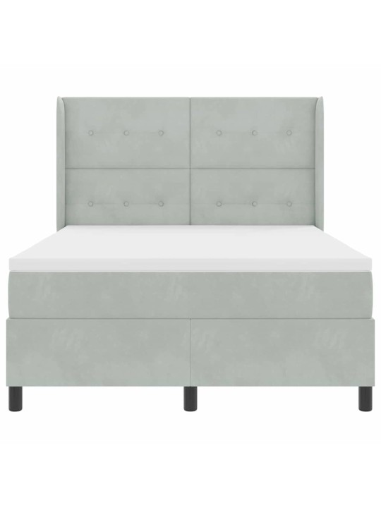Led box spring gulta ar matraci gaiši pelēks 140 x 190 cm samts