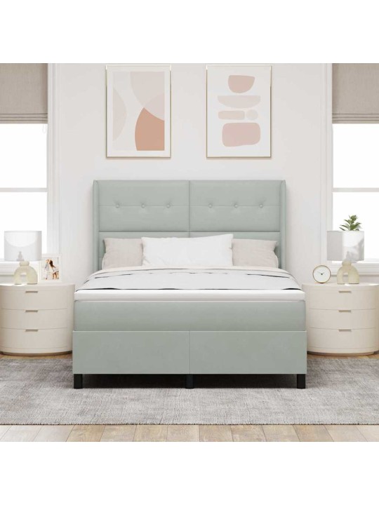 Led box spring gulta ar matraci gaiši pelēks 160 x 200 cm samts