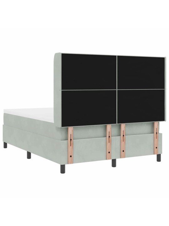 Led box spring gulta ar matraci gaiši pelēks 160 x 200 cm samts