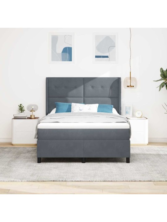 Led box spring gulta ar matraci tumši pelēka 160 x 200 cm samts