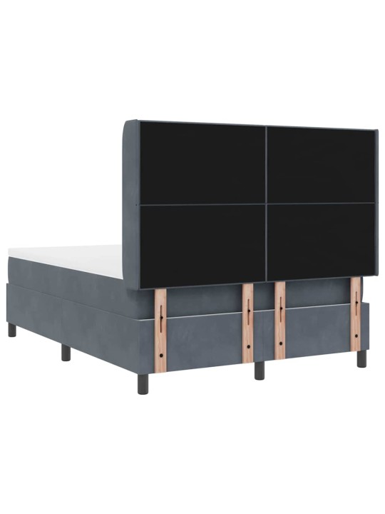 Led box spring gulta ar matraci tumši pelēka 160 x 200 cm samts
