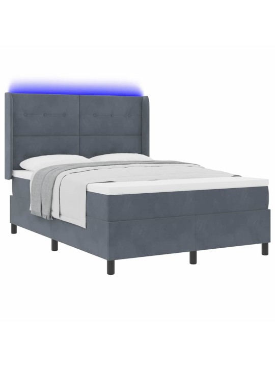 Led box spring gulta ar matraci tumši pelēka 160 x 200 cm samts
