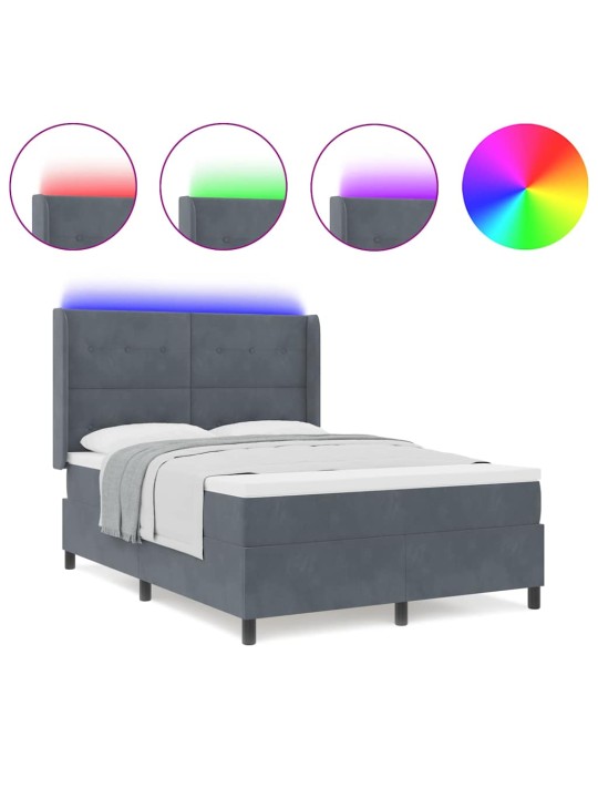 Led box spring gulta ar matraci tumši pelēka 160 x 200 cm samts
