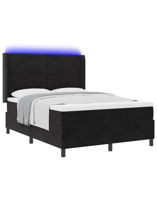Led box spring gulta ar matraci melna 160 x 200 cm samts