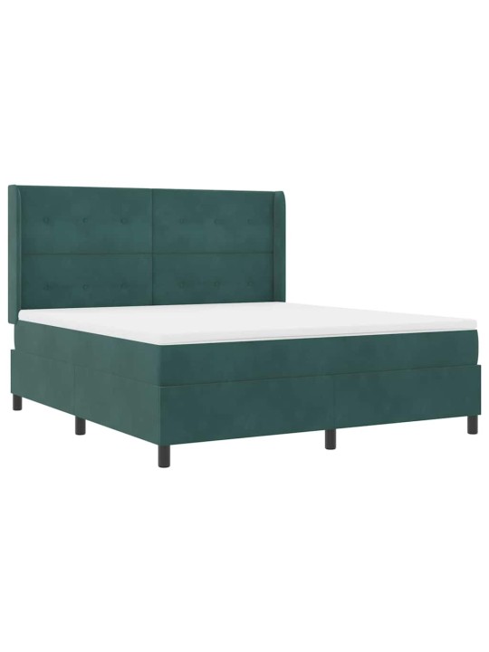 Led box spring gulta ar matraci tumši zaļš 180 x 200 cm samts