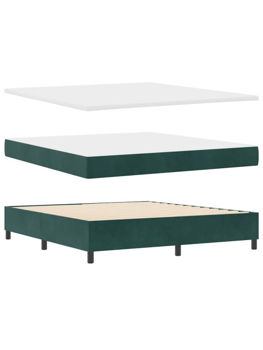 Led box spring gulta ar matraci tumši zaļš 180 x 200 cm samts