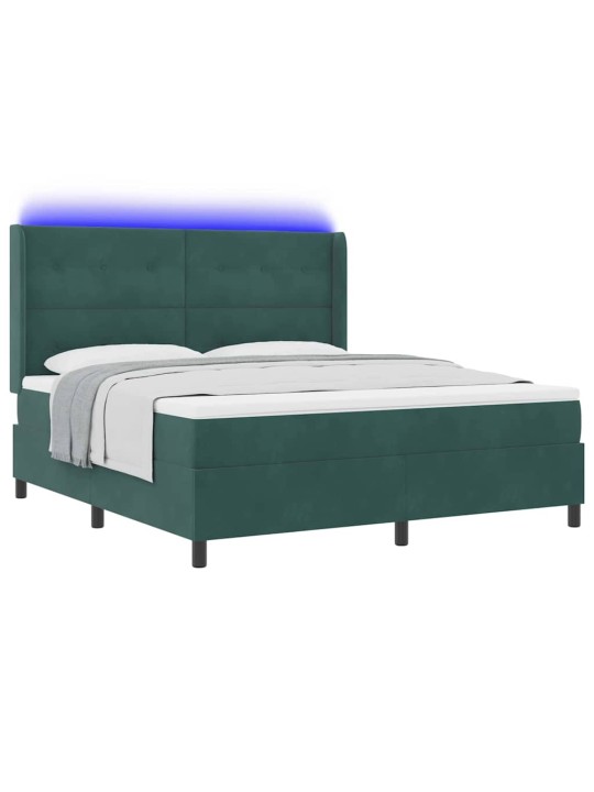 Led box spring gulta ar matraci tumši zaļš 180 x 200 cm samts