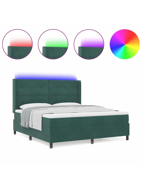 Led box spring gulta ar matraci tumši zaļš 180 x 200 cm samts