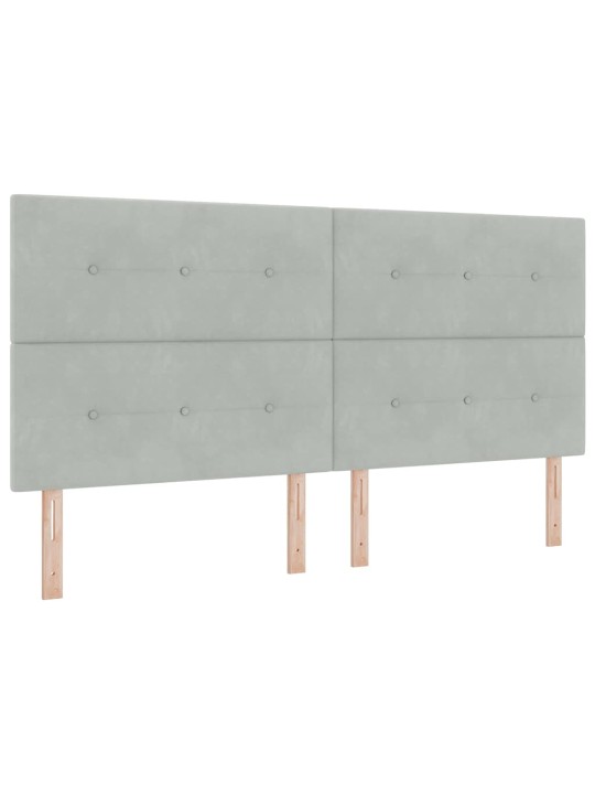 Led box spring gulta ar matraci gaiši pelēka 200 x 200 cm samts
