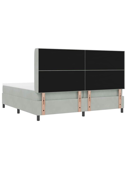 Led box spring gulta ar matraci gaiši pelēka 200 x 200 cm samts