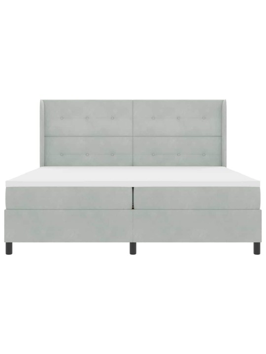 Led box spring gulta ar matraci gaiši pelēka 200 x 200 cm samts