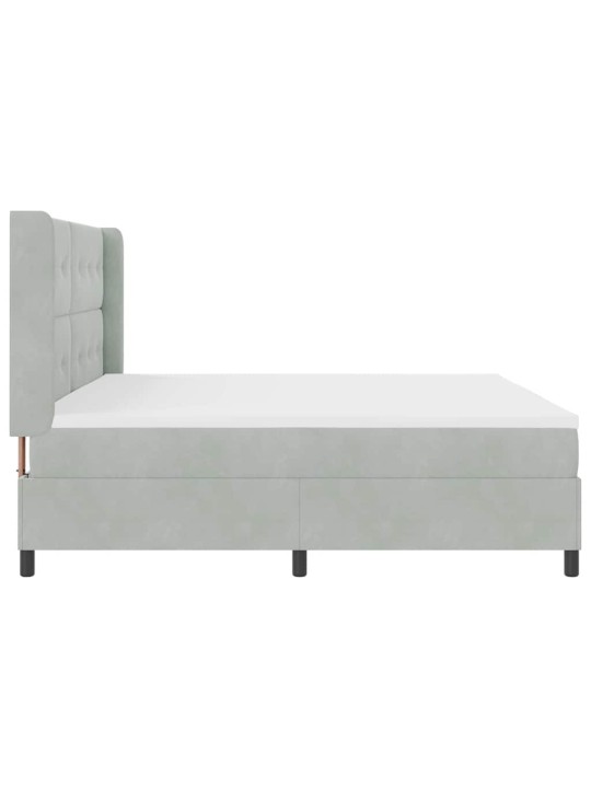 Led box spring gulta ar matraci gaiši pelēka 200 x 200 cm samts