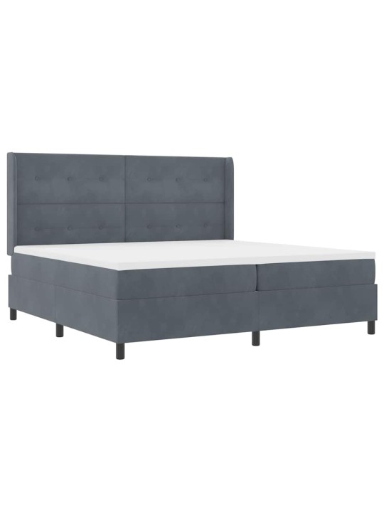 Led box spring gulta ar matraci tumši pelēks 200 x 200 cm samts