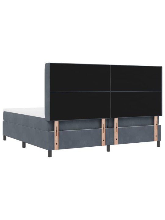 Led box spring gulta ar matraci tumši pelēks 200 x 200 cm samts