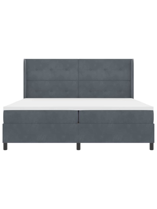 Led box spring gulta ar matraci tumši pelēks 200 x 200 cm samts