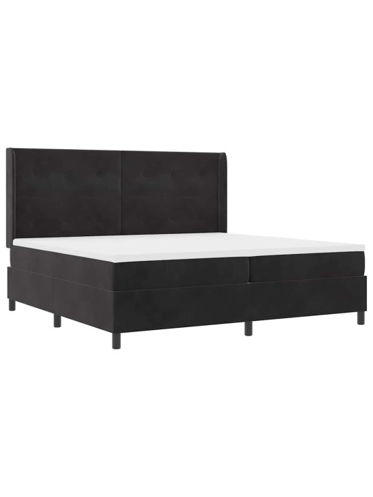 Led box spring gulta ar matraci melna 200 x 200 cm samts
