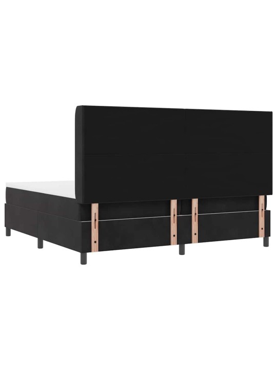 Led box spring gulta ar matraci melna 200 x 200 cm samts