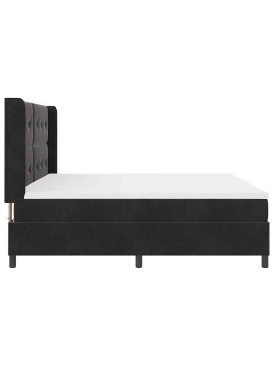 Led box spring gulta ar matraci melna 200 x 200 cm samts