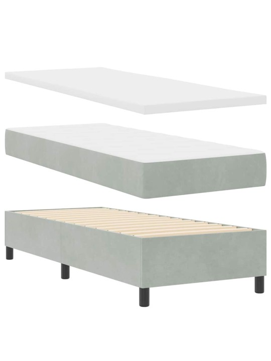 Led box spring gulta ar matraci gaiši pelēks 80 x 200 cm samts