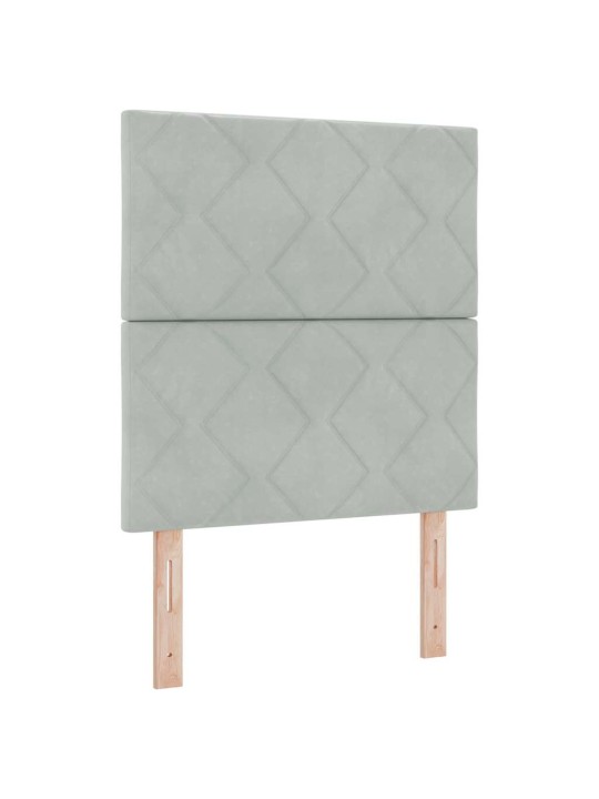 Led box spring gulta ar matraci gaiši pelēks 80 x 200 cm samts