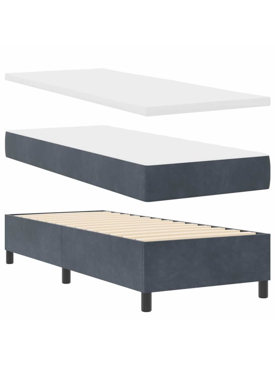 Led box spring gulta ar matraci tumši pelēka 80 x 200 cm samts