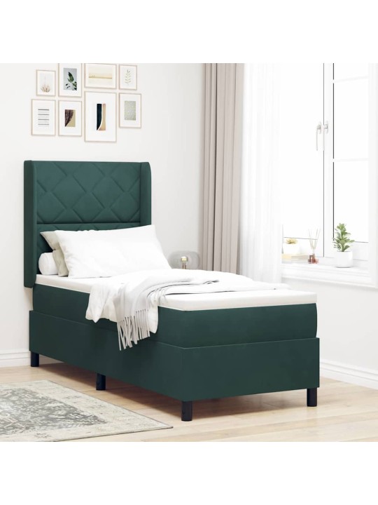 Led box spring gulta ar matraci tumši zaļš 80 x 200 cm samts