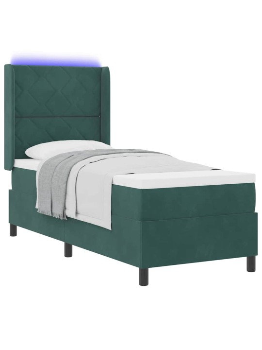 Led box spring gulta ar matraci tumši zaļš 80 x 200 cm samts