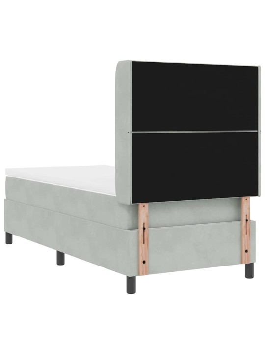 Led box spring gulta ar matraci gaiši pelēka 100 x 200 cm samts