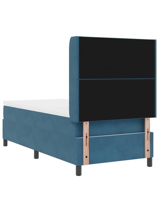 Led box spring gulta ar matraci manuāls zila 100 x 200 cm samts