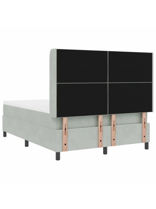 Led box spring gulta ar matraci gaiši pelēka 140 x 190 cm samts